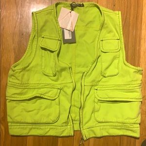 Neon Green Denim Combat Vest